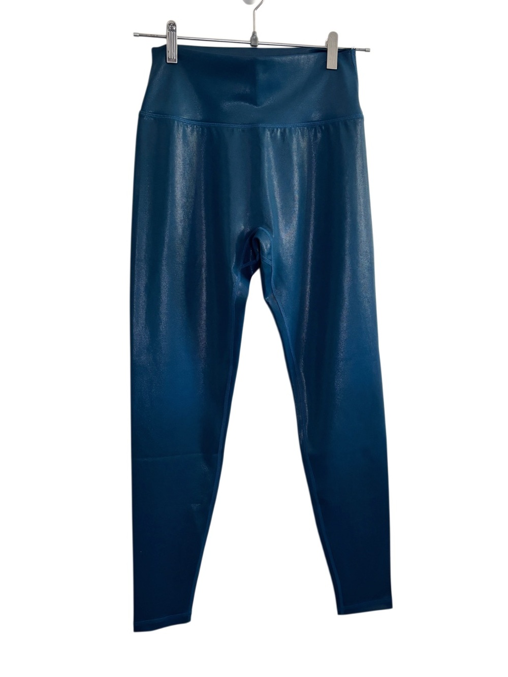 Buff Bunny Teal Blue Metallic High Rise Full Length Workout Athletic Leggings